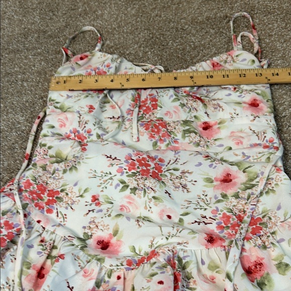 One Clothing Cream Floral Dress mini layered corset top lace back SZ M strappy - Picture 5 of 7